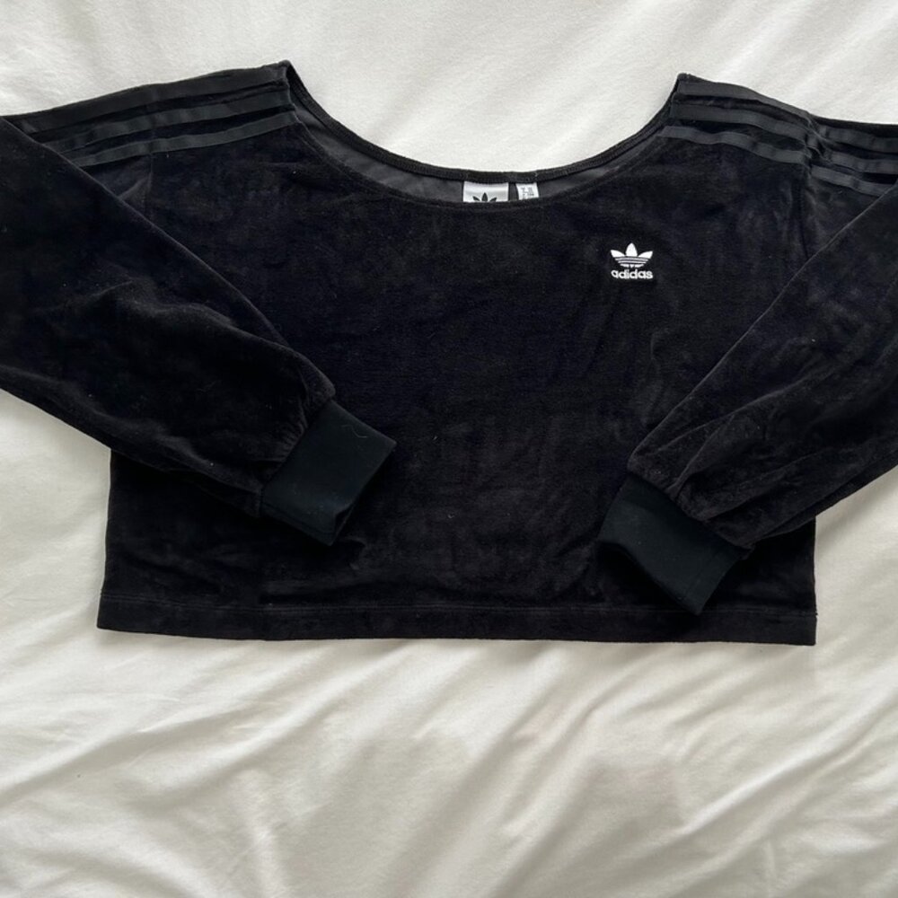 Adidas velour cropped sweater